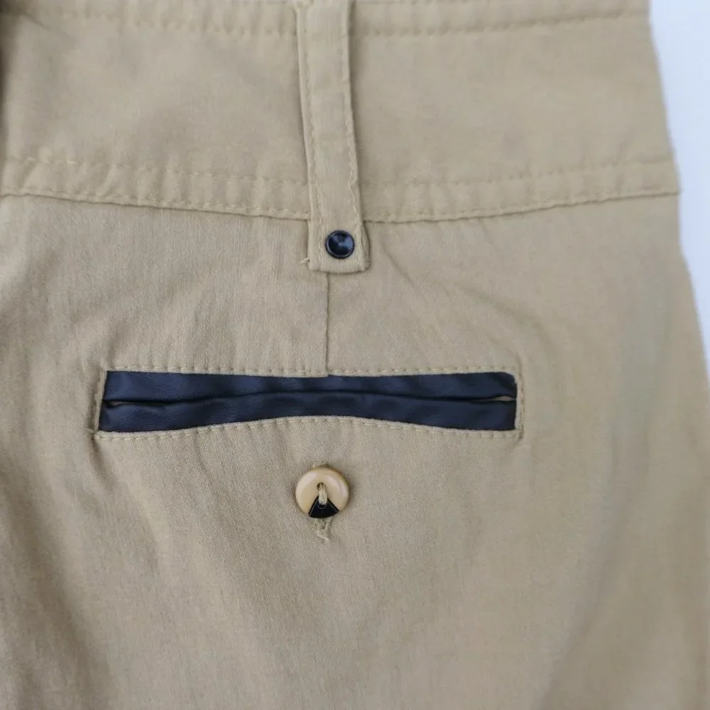 Jamie Sadock Shorts Gold Bermuda Tan Stretch Zip Pockets 8 inch Inseam 2
